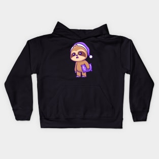 Cute Sloth Sleepy Holding Pillow Cartoon Kids Hoodie